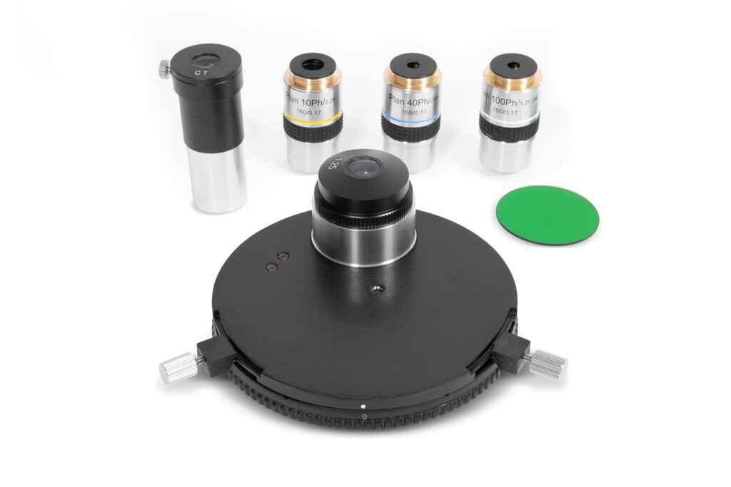 Mikroskop-Phasenkontrast-Kondensor-3-Objektive-Fernrohr-Kruess_MML2030-SET